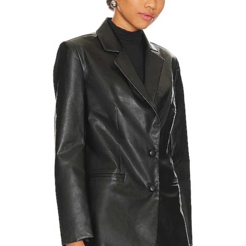 Marissa Blazer Superdown Black Faux Leather Jacket - Women